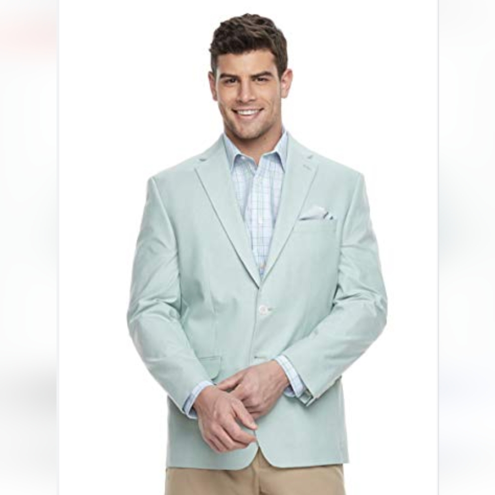 Chaps Men's Classic-Fit Stretch Sport Coat 48R Mint green two button blazer